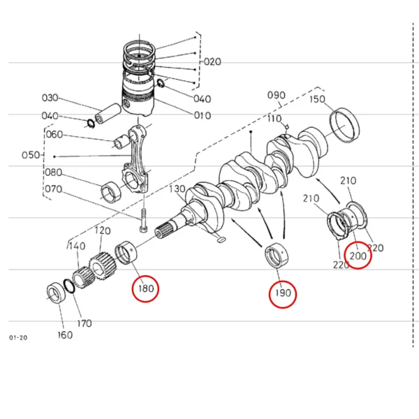 Hoofdlagerset Beta Marine Beta 28 | Beta 30 | Beta 35 | Beta 38 – Nanni N3.30 | N4.38 – Universal M-25XPB | M-35B