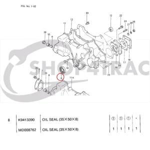 Keerring krukas voorste Solé Diesel Mini 33 | Mini 44 | Mini 55 – Vetus M4.15 | M4.17 – Craftsman Marine CM4.42 – JF Marine Power JF10 | JF15