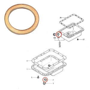 Koperen dichtring olie-aftapplug Solé Diesel Mini 18 | Mini 23 | Mini 32 | Mini 34 – Vetus M3.10 | M4.14 – Meiki