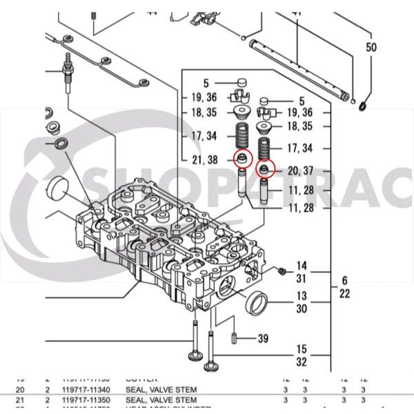 Klepseals Yanmar 2YM15 | 3YM20 | 3YM30