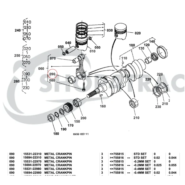 Drijfstanglager Universal M15 | M-25 | M-35 – Nanni 3.90HE – +0,20mm