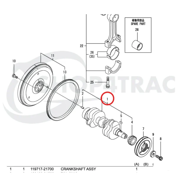 Krukas Yanmar 3YM30 | 3YM30AE | 3YM30C