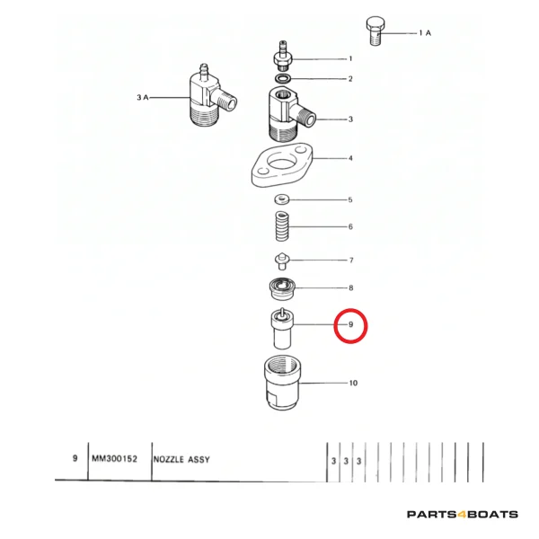 Verstuiver nozzle Solé Diesel Mini 18 | Mini 23 | Mini 32 | Mini 34 – Vetus M3.10 | M4.14 – Meiki