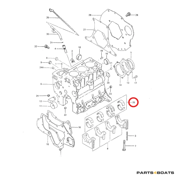 Hoofdlagerset Solé Diesel Mini 23 | Mini 33 – Vetus M3.10 – Meiki M3DM – JF Marine Power JF10