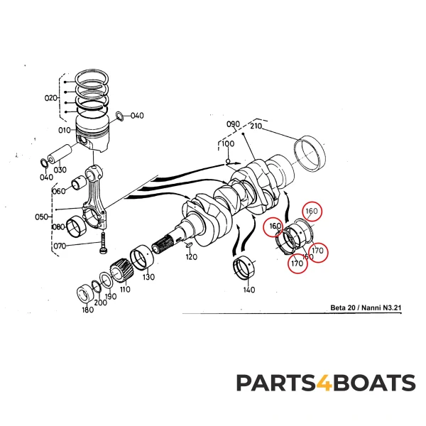 Taatslager / axiaallager set – Beta Marine Beta 10 / Beta 14 / Beta 20 | Nanni N2.10 / N2.14 / N3.21