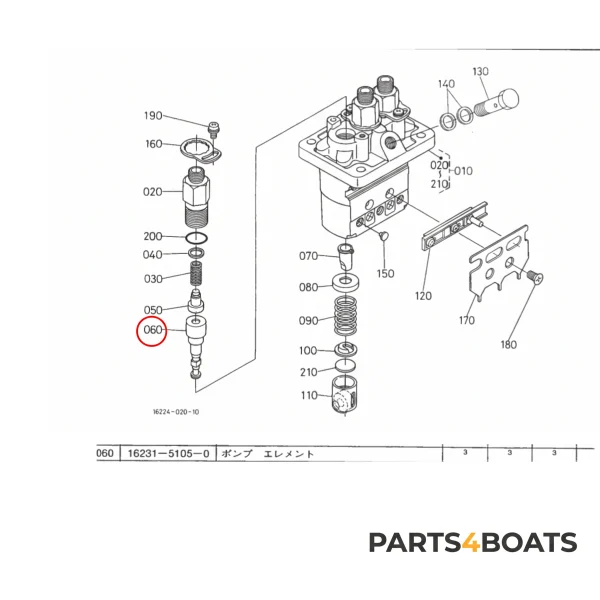 Plunjer / injectie-element Beta Marine Beta 28 / Beta 30 – Nanni N3.30 – Universal M-25XPB